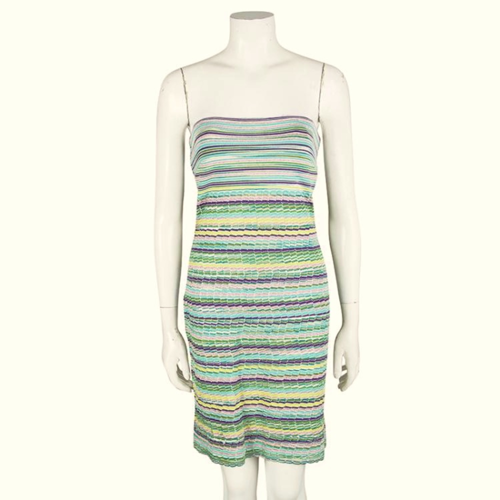 MISSONI resort wear, vintage tube dress in classic Missoni print.